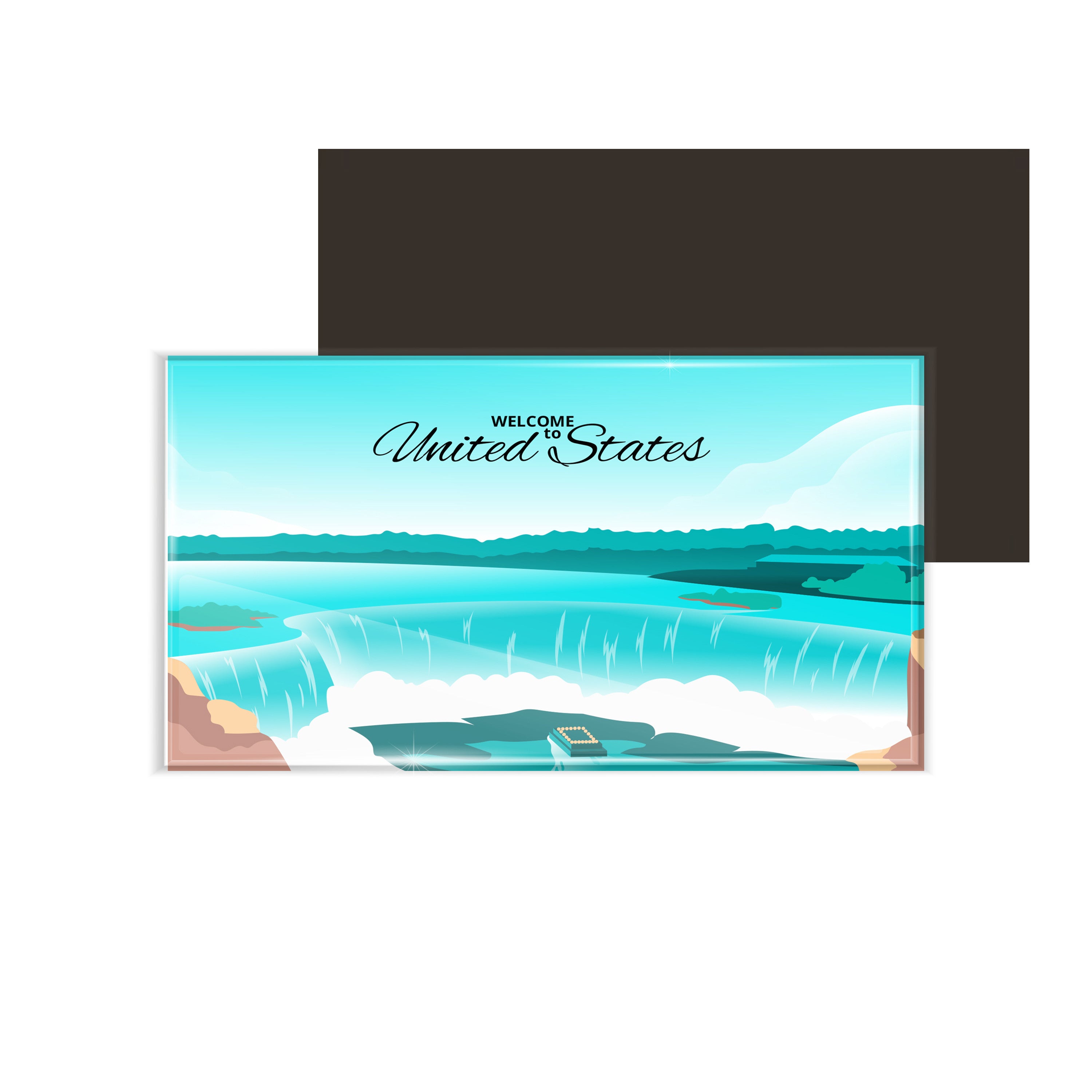 dhcrafts Fridge Magnet Rectangle Acrylic Glass (8.6 x 5.4 cm) Multicolor Travel United States D1 Design Pack of 1